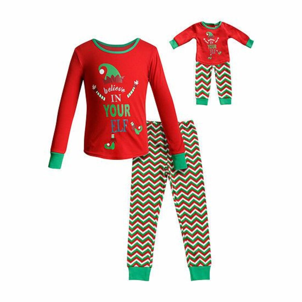 Dollie & Me Christmas Pajamas PJ's Elf Long Sleeve & Pants Size 5 NWT Free Ship
